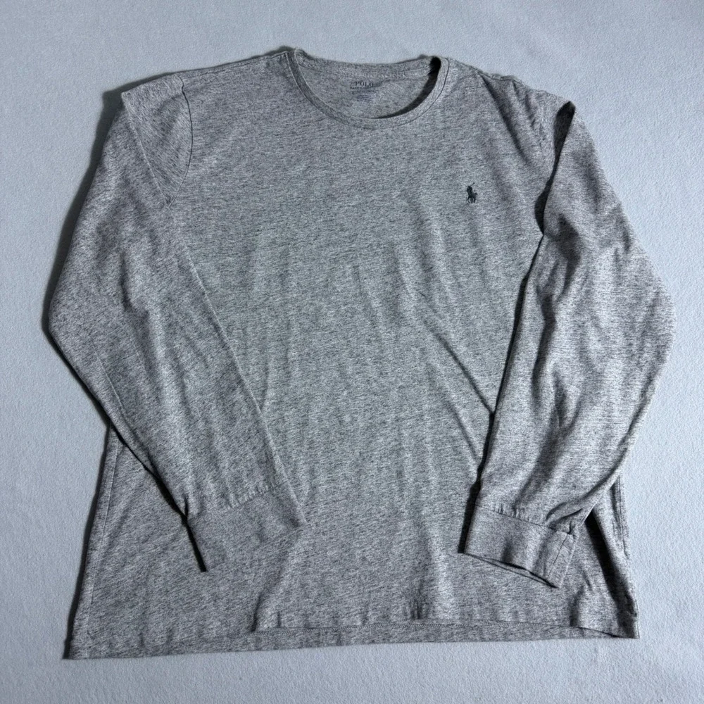 Polo Ralph Lauren Mens XL Gray Heather Long Sleeve Crewneck T-Shirt Pony Logo